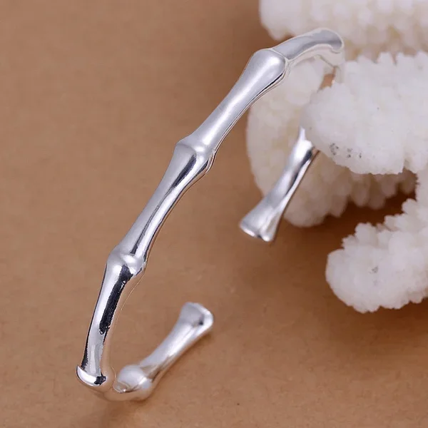 925 Sterling Silver Girl Dámske deti Vianočný darček Vysoko kvalitný bambus otvorený európsky štýl náramok módne šperky