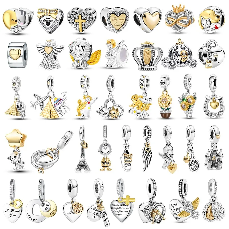 925 Sterling Silver Golden Angel Crown Heart Kvom pyramídový mačkový ps