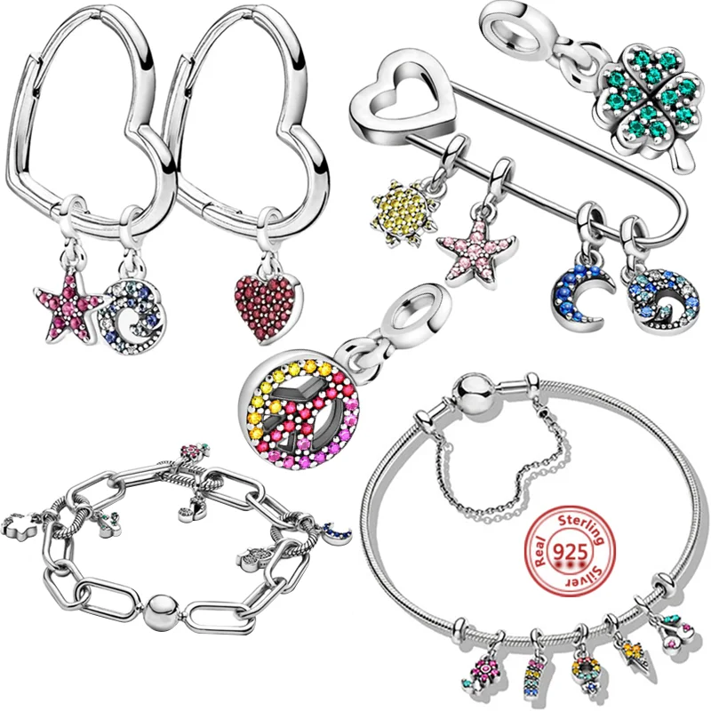 925 Sterling Silver Me Dangle Charm My Four-Lef Clover Mini Pendant Fit Pandora Me Náramok Náramok Rukomle