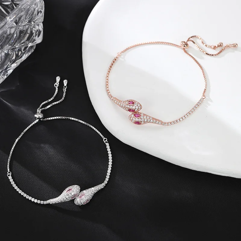 925 Sterling Silver Pink Viper náramok na jej narodeniny