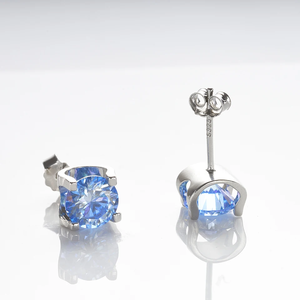 925 Sterling Silver Stud náušnice Round Brilliant Cut VVS1 White/Ružový/žltý test Moissanit prešiel diamantom pre ženy darček