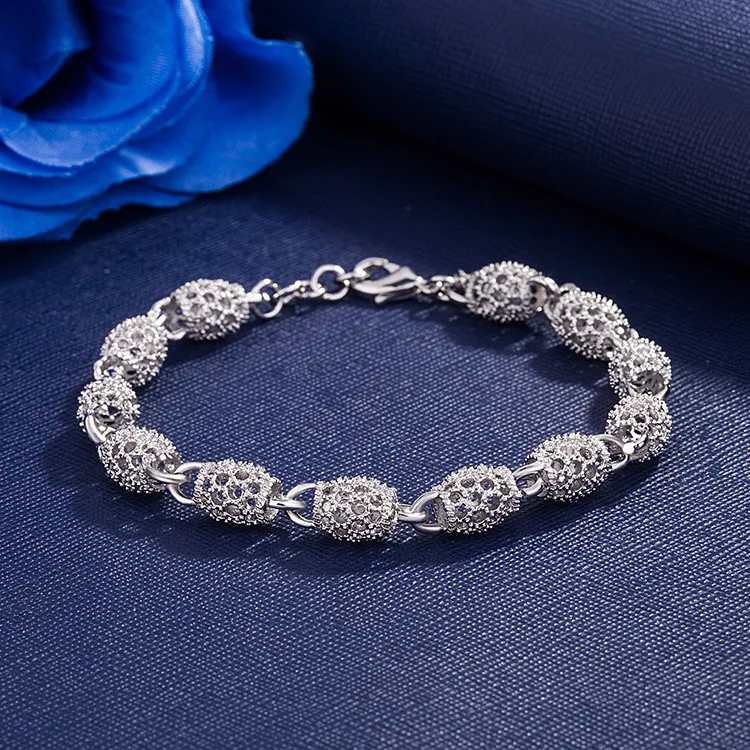 925 Sterling Silver Texture Charm Clacet pre ženy Vintage Designer Hollow Lantern Ball Reťaz náramok Party Darčeky šperkov