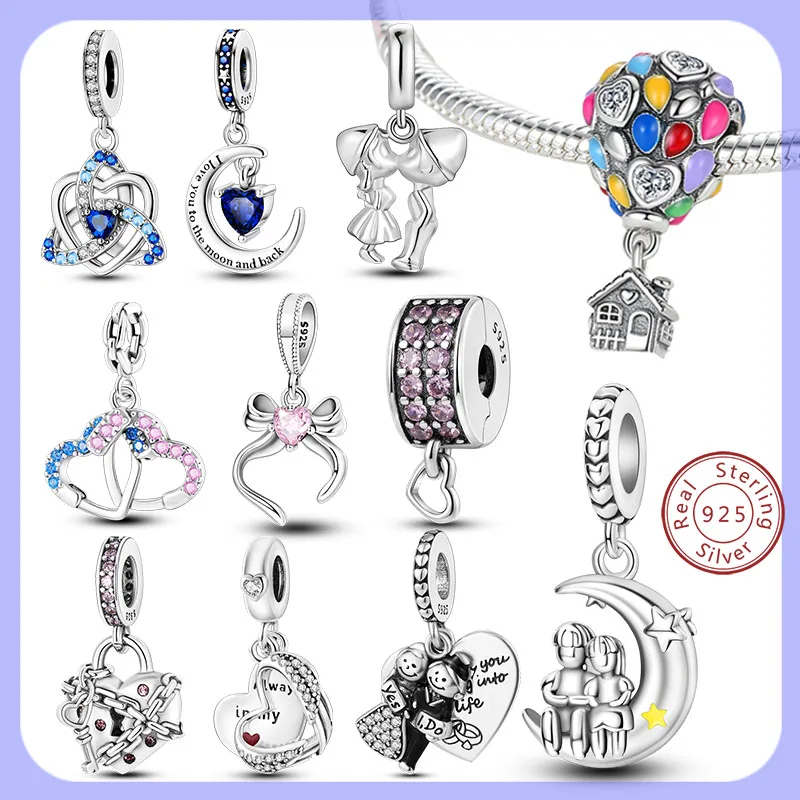 925 Sterling Silver Vynikajúce prívesok kúzla ružové srdiečko Plázlo dievča šperky korálky DIY darčeky pre ženy Náramok náhrdelníka