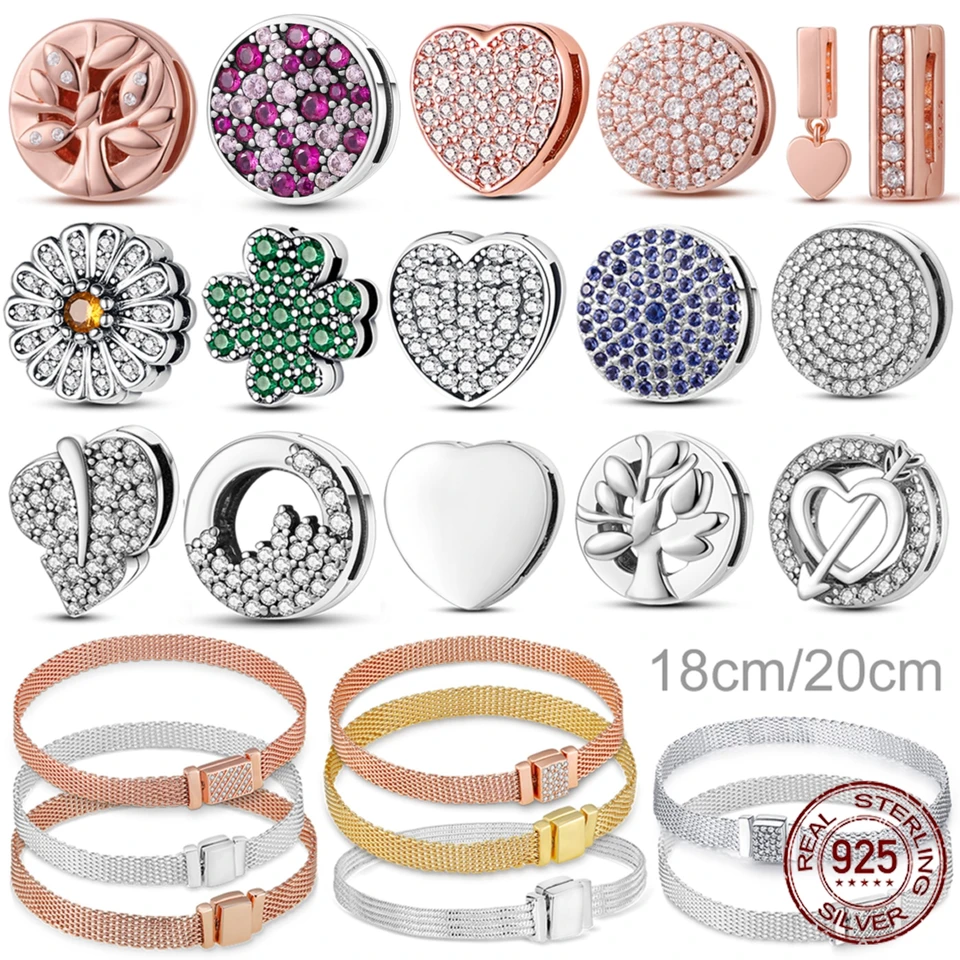 925 Sterling strieborná sieťová bezpečnostná klip CLIP včelí včela okrúhle kúzlo korálky Fit Original Pandora Mesh náramok striebro 925 šperky