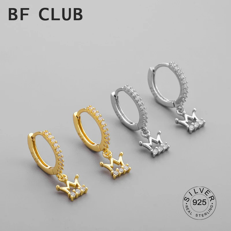 925 Sterling strieborné náušnice pre ženy pre ženy Trendy koruna zirkón Tassel náušnice