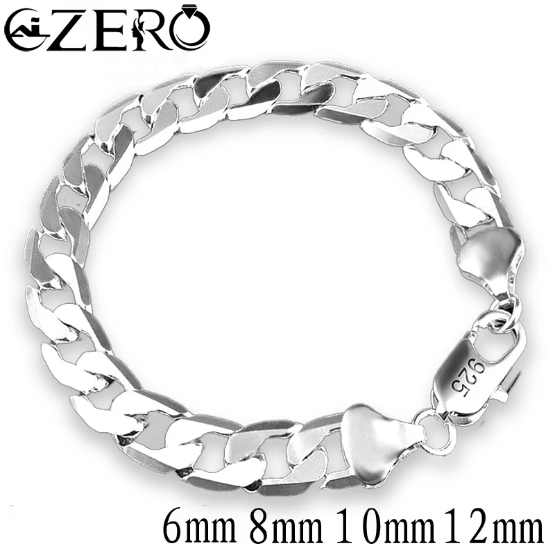 925 Sterling strieborný náramok na bočné homáre Strieborný náramok 6 mm 10 mm 12 mm náramok Pánske a dámske šperky
