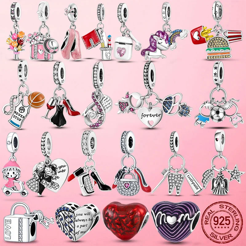925 Strieborné dievčatko Láska Mama navždy nekonečné nekonečné kúzlo Dangle Kúzlo koráliky Fit Original Women náramok 925