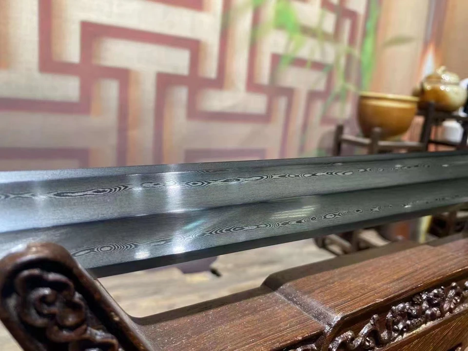 93 cm stredoveké bitky Read Real Sword Damascus oceľ ostrý vzor oceľový zbraň bojovník odstránený puzdro 1,4 kg ručná zem katana