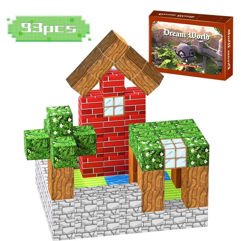 93ks Magnetické stavebné bloky súpravy pre chlapec dievča Kid Vek 3+ Model pre domácich majstrov pre kmeňové stopky zmyslová hračka