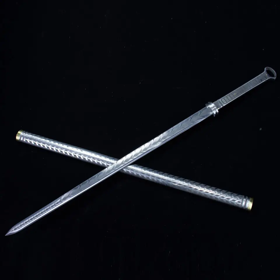 95 cm Skutočný meč z nehrdzavejúcej ocele Mestský meč integrovaný sebaobrana Tang, prsteň kruhu hlavu tvrdý meč Clear Sword Cold katana
