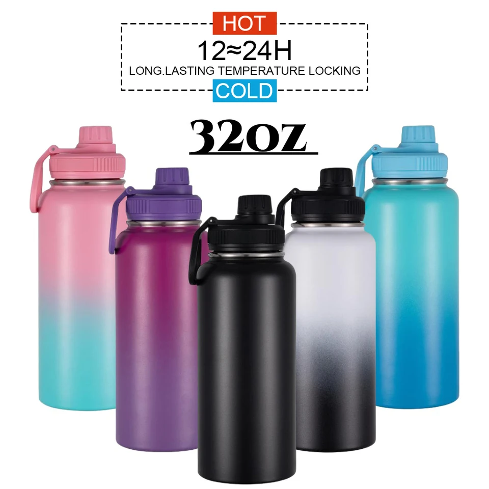 950 ml/32oz izolovaná fľaša s vodou z nehrdzavejúcej ocele Vákuová voda šálka dvojitá stena nepriepustná banka pre športové outdoorové aktivity