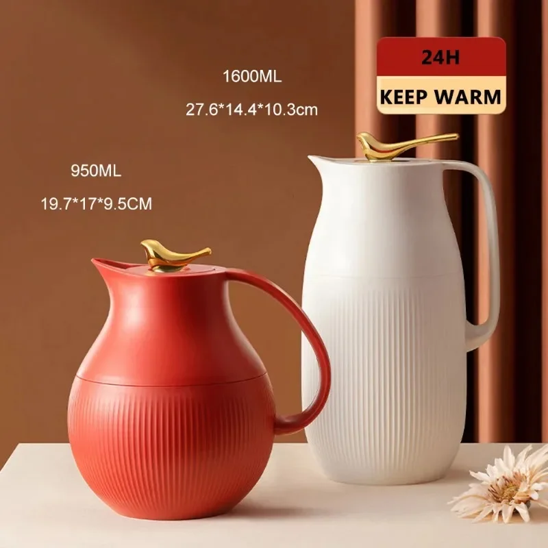 950 ml červeného skla vložka Thermo Jug 24-hodinová dlhodobá regulácia teploty Double-Wall Vákuová banka pre domácu fľašu Thermos