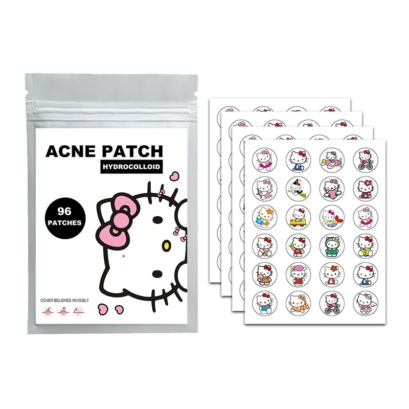 96pc Hello Kitty Cat Oprava akné Patch Patch Facial Care Care Fade Fade Chaces Pupple značky zatvorené akné