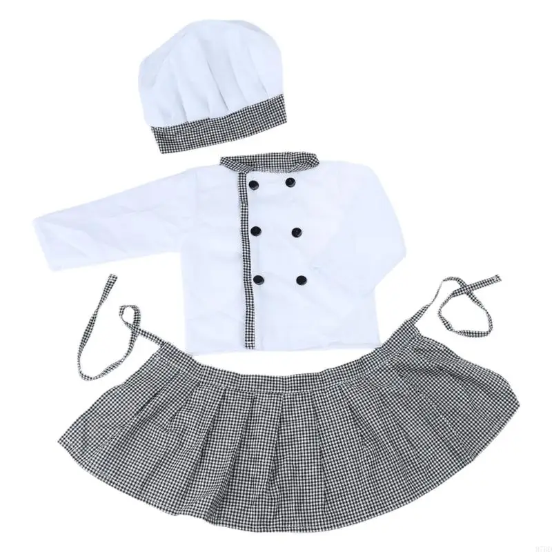 97bd detská fotografia rekvizity Cook Hat Costy Set Fotografie outfit pre bábätko