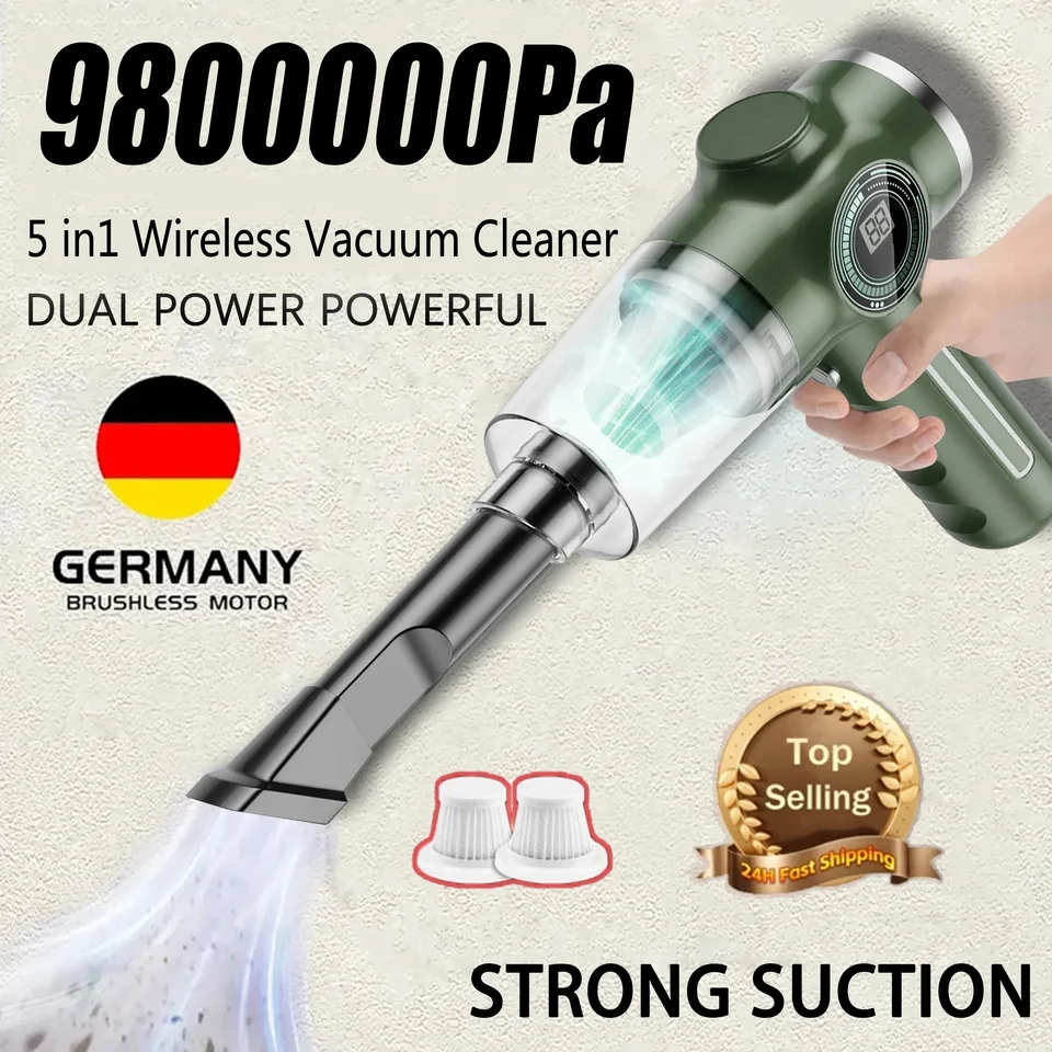 9800000Pa bezdrôtové vozidlo Vysávač vysokej energie Výkonné čistenie prach Demontáž Multifunkčný vlhký a suchý vreckový počítač s dvojitým použitím