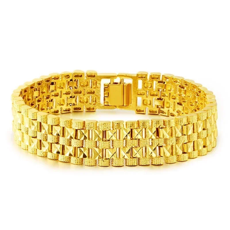 9999 Real Gold 24k Žlté zlaté náramky Domineering Dragon Náramok náramku nastaviteľný