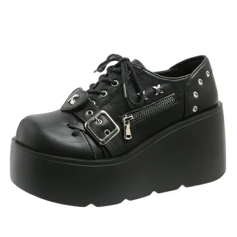 9cm Punk Style Gothic Pumps Ženy Nová jediná značka Platform Platform Shoes Wedge High podpätky Party Cosplay Designer Lolita Shoes Big Size 42