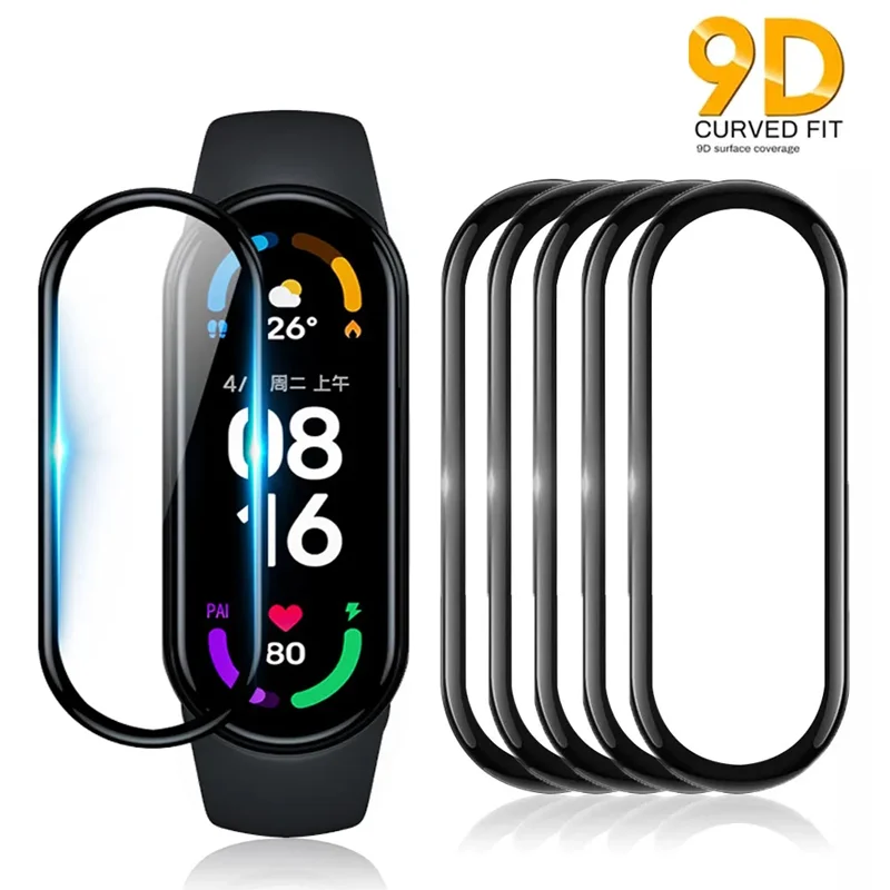 9D chránič na celej obrazovke pre Xiaomi Band 6 7 8 Film Strap Correa Smart Watch Miband Soft Glass Mi Band 3 4 5 NFC Film