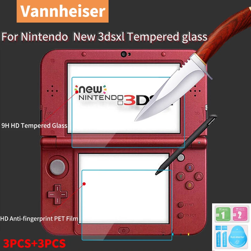 9h Temperované sklo pre Nintendo NOVINKA 3DS XL LL OBRADENIE SCRON + DOP PET PET CELL CRUND HERNÁ HERNÁ HERNÁ OCHRANA FILM 3DS XL/LL