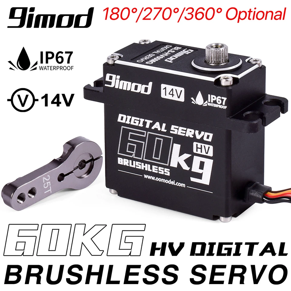 9imod BLS-HV60MG 60 kg digitálne servo motory 14V HV HIVA Vysoký krútiaci moment nepremokavého kefového kovového zariadenia Servo pre 1/10 RC CAR