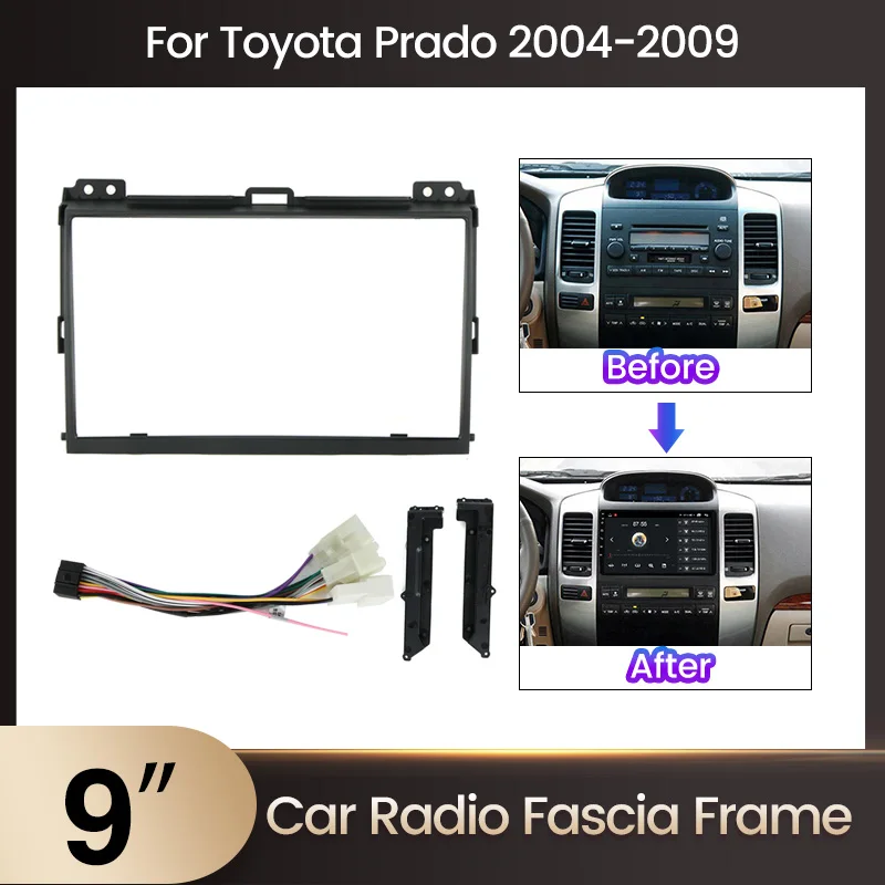 9inch 2Din Car Radio Fascia Frame Adapter pre Toyota Land Cruiser Prado 120 2002-2009