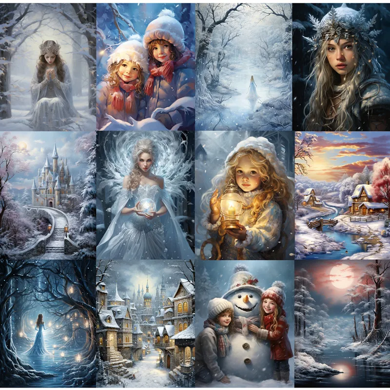 9ks/balenie zimná rozprávka Tale World Sticker DIY Craft Scrapbooking Album Junk Journal Dekoratívne nálepky