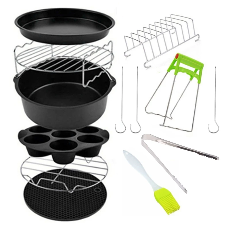 9ksové náradie Air Fryer s nehrdzavejúcou oceľou s dvojitým grilom Set Dropship Set Dropship
