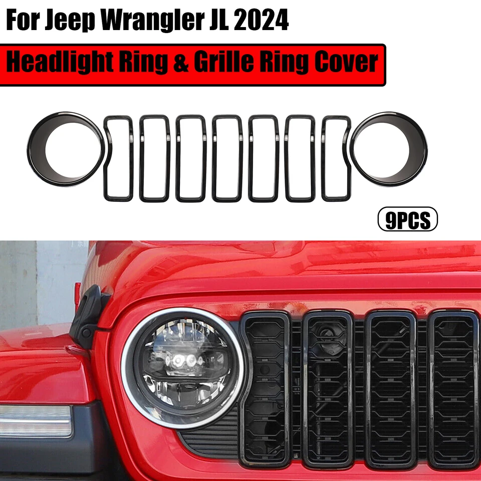 9ksové príslušenstvo automobilové príslušenstvo Prsteň a obálka krúžku mriežky pre Jeep Wrangler JL 2024