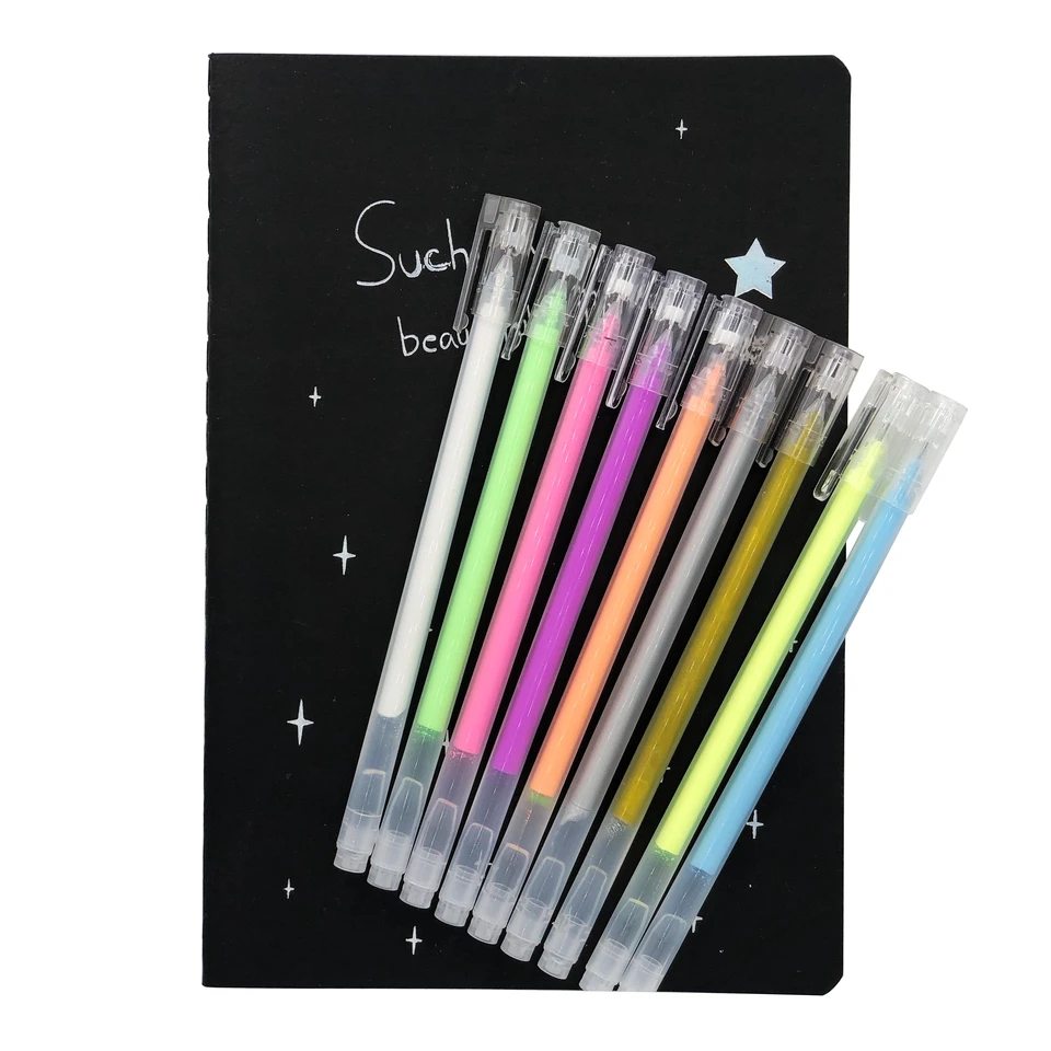 9pc pero+1pc notebook set 2025 Skicár Denník pre graffiti mäkký obálka Čierny papierový náčrt