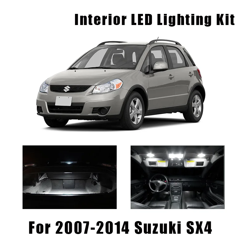 9pcs biely Canbus automobil LED žiarovky interiérová mapa Dome Light Kit Fit for 2007-2013 2014 Suzuki SX4 WK Trunk CARGO LIST LAMP LAMP