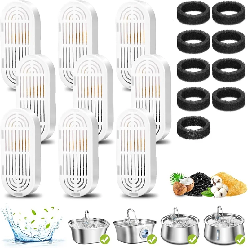9pcs Cat Water Fountain Filtre 3,2 l/108oz & 4l/134oz PAST Water Fontain Pitie Fontána Výmena filtra Fencie filtra