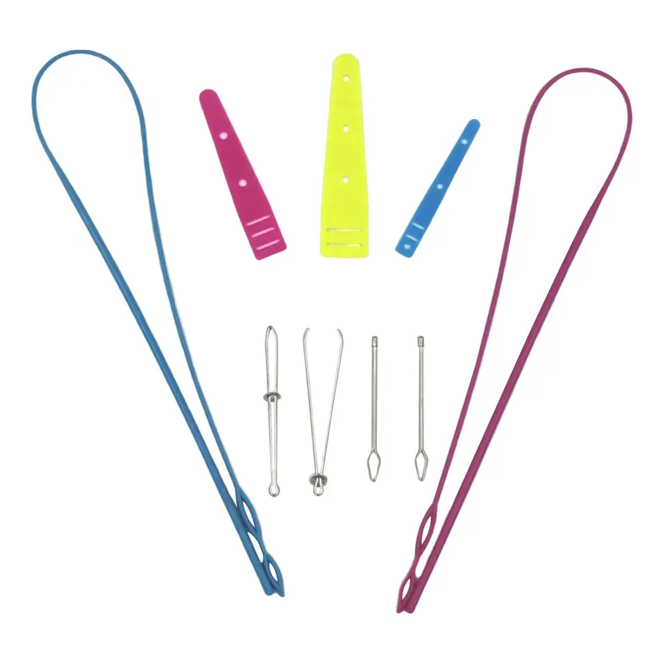 9pcs elastický závitový slučkový loop Turner Hook Metal Tweezers String Nástroje na závity Elastic Band Guide