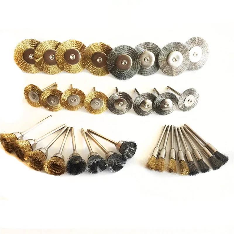 9pcs oceľové drôtové mosadzné kefy kefy rotačný nástroj pre elektrické zariadenie pre dremel vŕtacie leštenie brúsky