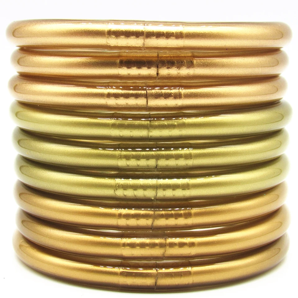 9pcs/set budhistické chrám Rush Trichromatický miešací náramok Glitter Plnené želé silikónové jogu náramky Bangles Dámske šperky