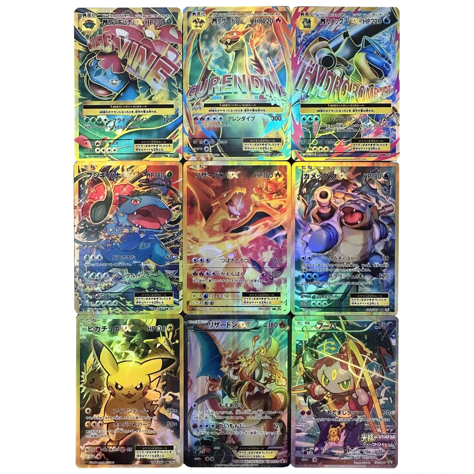 9pcs/set japonský japonský ptcg ptcg mega charizard ex karta