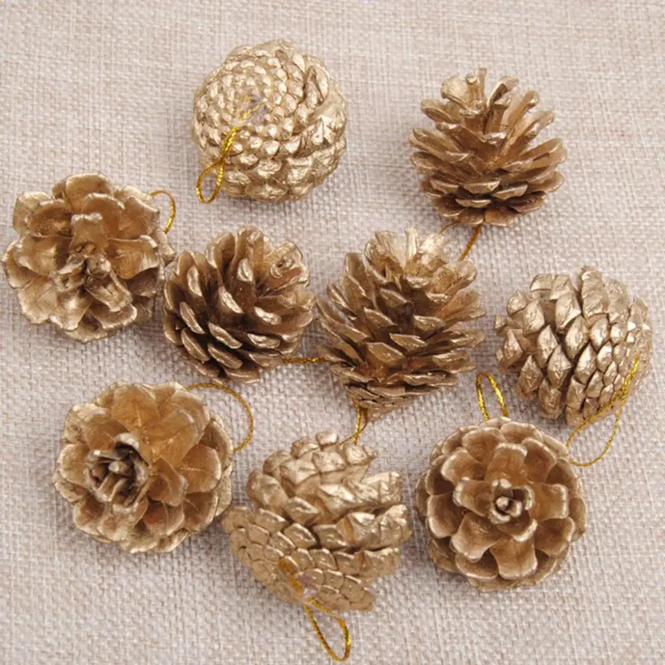 9pcs/set vianočná dekorácia vianočné zlato strieborné kužeľové kužeľ umelé kytice DIY vianočné dekorácie pre domáci nový rok