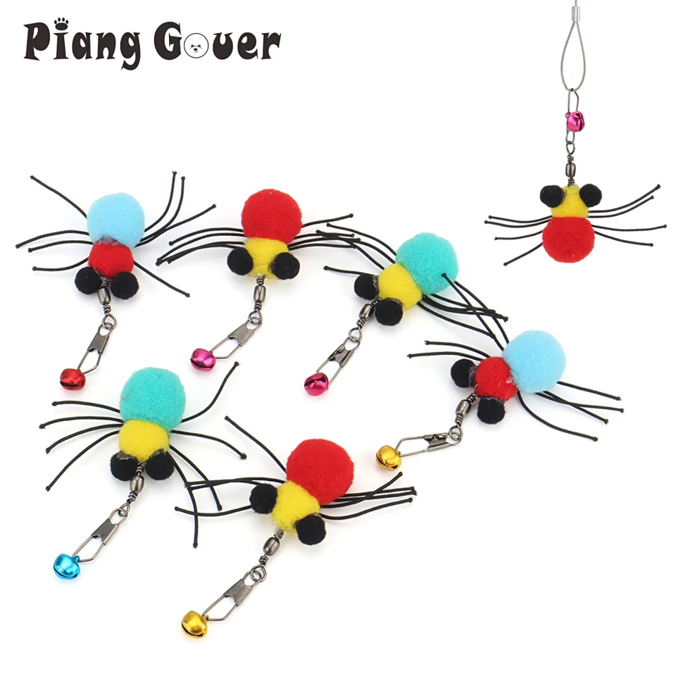 9pcs simulácia plyš Plush Spider Hlava hlavy mačacieho upútavky Fun Pet Cat Toy