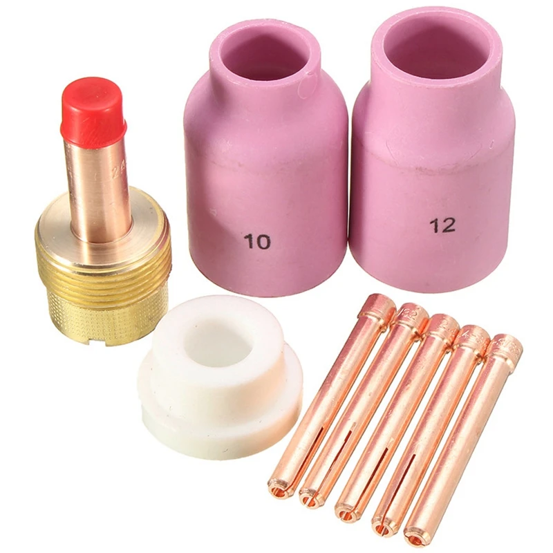 9pcs TIG Zváranie Torch Veľký dlhý plynový šošovka a hlinitý pohár pre WP17 WP18 WP26 TIG COLLET BODIES SEPRAres Kit