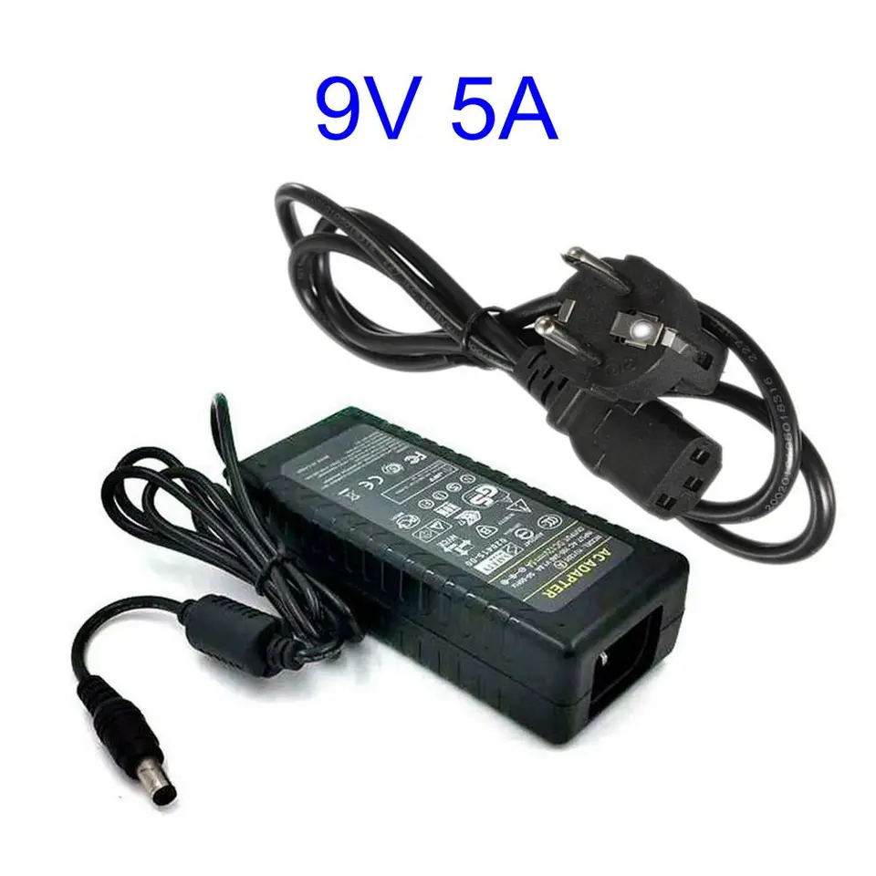 9V 5A 45 W AC DC Adaptér s adaptérom napájacieho zdroja čipu IC 9V5A nabíjačku s káblom pre LED pásové svetlo CCTV