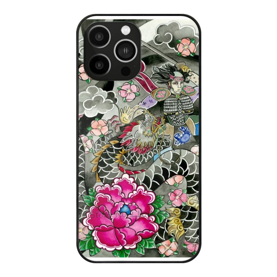 A Dragon Glass Case pre Apple iPhone 15 14 13 11 11Pro xs Max xr 7 x 12mini 6s zadný telefón kryt Dragon Japanese Tattoo Irezumi