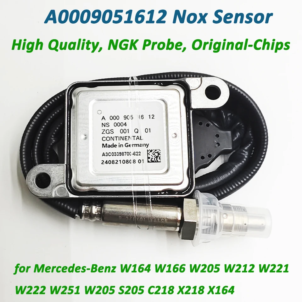 A0009051612 0009051612 Vysoko kvalitné čipy N-GK NOxnitrogén kyslíkový senzor pre Benz W164 W166 W205 W212 W221 A2C00067800-629