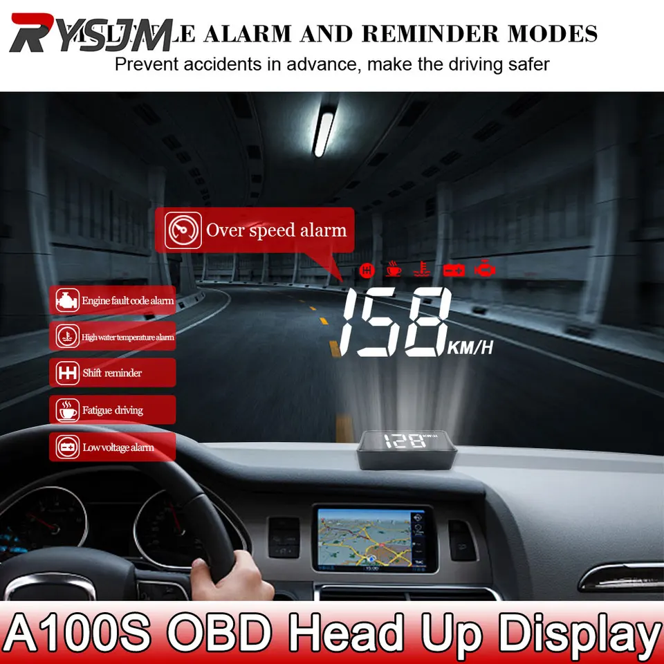 A100S CAR OBDS HUD zobrazuje čelné sklo projektor rýchlomer s teplotou teploty vodu Voltmeter displej automobilu