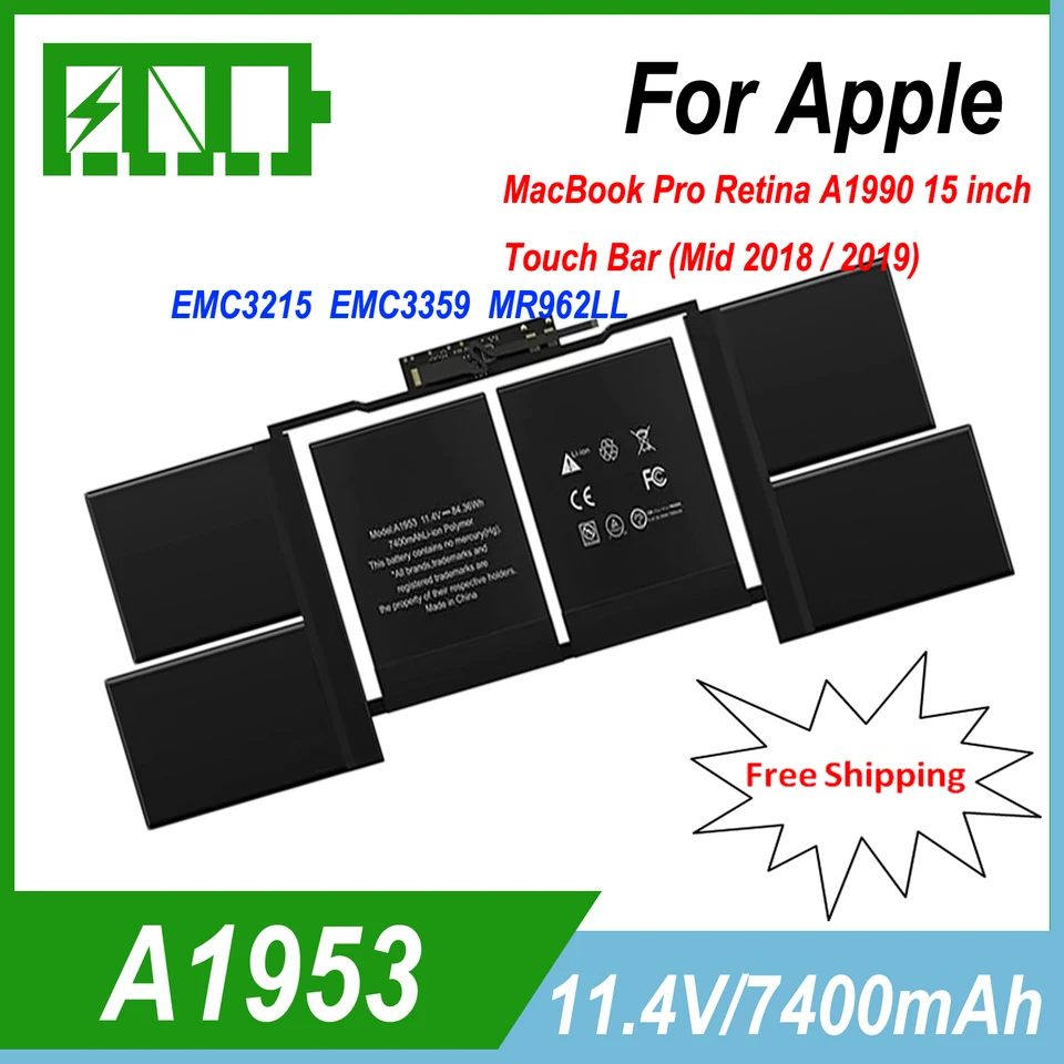 A1953 batéria pre Apple MacBook Pro sietnicu A1990 (15-palcový, 2018) prenosný počítač 15 palcov Touchbar 2018 2019 rok
