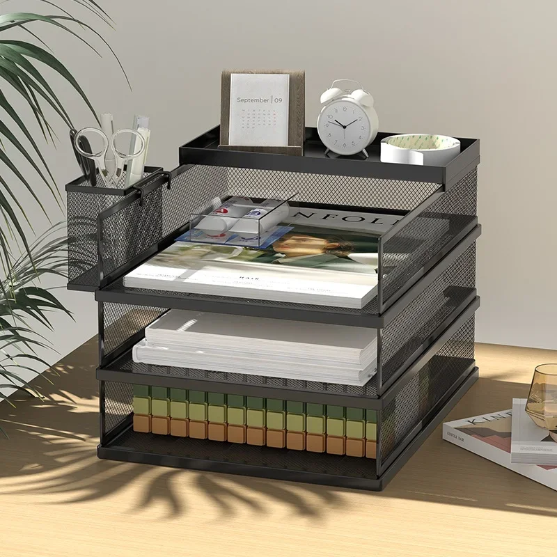 A3A4 Desktop File Rack kovový súbor boxu úložný stojan kovový kovový viacvrstvový zložkový priečinok stojan na úložné box