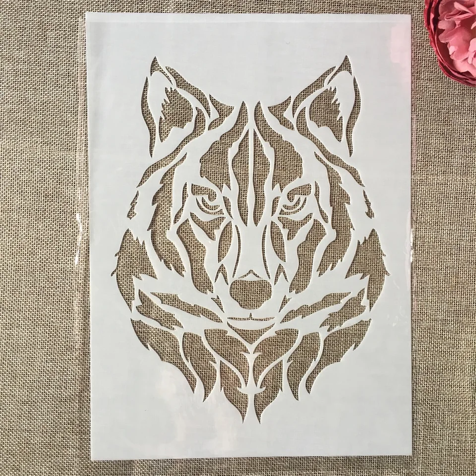 A4 29 cm divoký vlk DIY vrstvenie šablóna nástenné maľovanie na scrapbook sfarbenie album dekoratívna šablóna