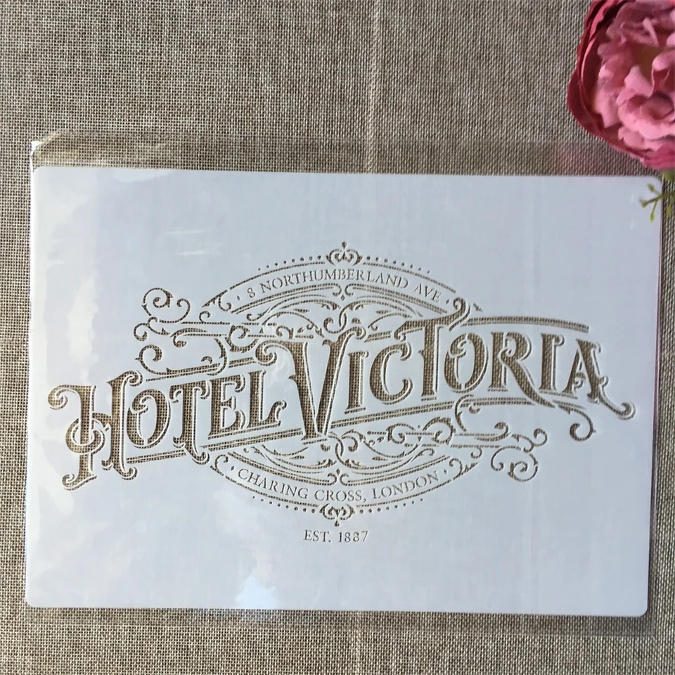 A4 29cm Hotelové slová DIY vrstvenie šablóna nástenné maľovanie na scrapbook sfarbenie erazu album dekoratívna šablóna