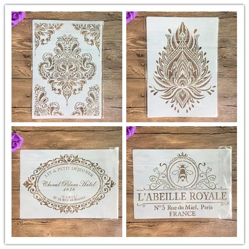 A4 veľkosť nástenné maľovanie rámová dizajn šablón Scrapbooking Stamp Album Dekoratívne remeselné remeselné papiere DIY kvetinová štítok šablóna