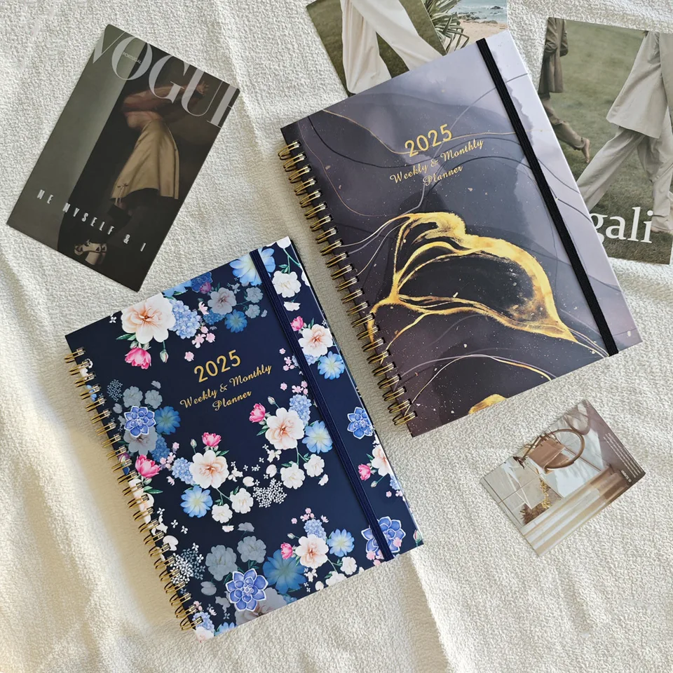 A5 Agenda Planner 2025 Týždenný plánovač angličtiny English Coil Notebook