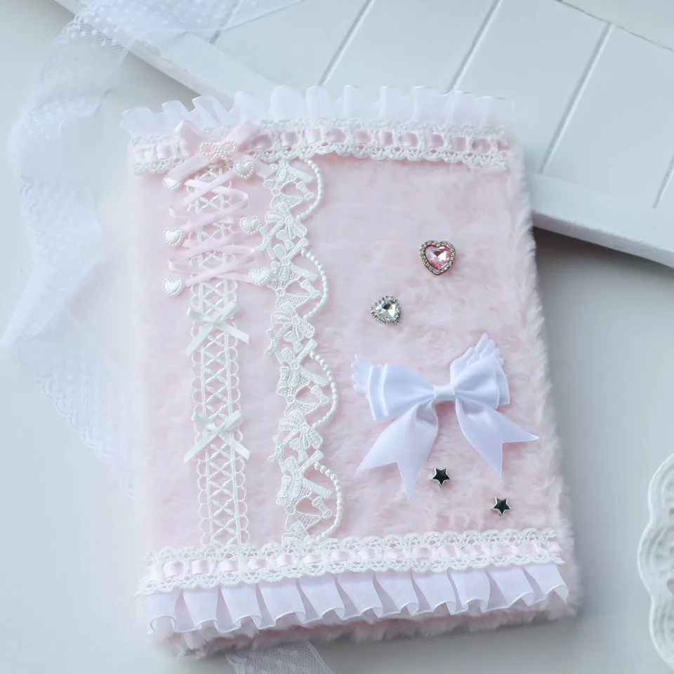 A5 Card Zhromaždiť knihu KPOP Photocard Binder Plych Kawaii Lace Ribbon Diamond Decor Picture Zhromažďovanie knižného albumu s 80 vreckami