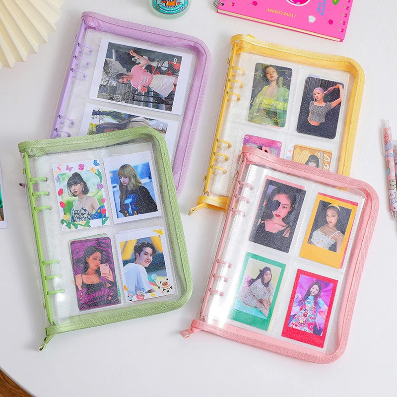 A5 Zipper Binder Photo album obálky Clear Fotocards Zhromažďovať knižné pohľadnice organizátor Journal notebook Shell